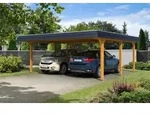 Carport Wendland 630x637 schwarze Blende, eiche hell, 20mm Dachschalung mit EPDM