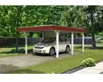 Carport Wendland 409x628 rote Blende, wei&szlig;, 20mm Dachschalung mit EPDM Folie