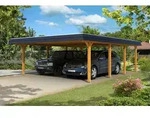 Carport Wendland 630x879 schwarze Blende, eiche hell, 20mm Dachschalung mit EPDM