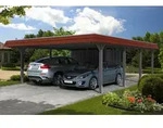 Skan Holz Walmdach Carport 630cm inkl. Abstellraum grau Holzcarport