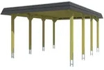 Skan Holz Spreewald - Walmdach Carport Breite 396 cm Gr. 1 - 396 x 589 cm Nut-...