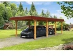 Carport Wendland 362x870 rote Blende, eiche hell, 20mm Dachschalung mit EPDM...