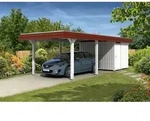 Skan Holz Walmdach Carport aus Leimholz Breite 362 cm-wei&szlig; Holzcarport