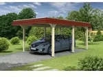 Carport Wendland 362x628 rote Blende, unbehandelt, 20mm Dachschalung mit EPDM...