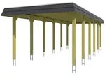Skan Holz Spreewald - Walmdach Carport Breite 345 cm Gr. 3 - 345 x 893 cm Nut-...