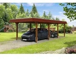 Carport Wendland 362x870 rote Blende, nussbaum, 20mm Dachschalung mit EPDM Folie