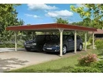 Carport Wendland 630x879 rote Blende, unbehandelt, 20mm Dachschalung mit EPDM...