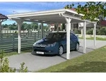 Carport Emsland 404x604cm, wei&szlig;, 20mm Dachschalung mit EPDM Folie Holzcarport
