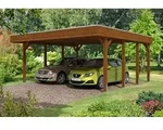 Carport Friesland 557x555cm, nussbaum, ALU-Dacheindeckung, inkl. Anker...