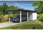 Carport Wendland 362x870 schwarze Blende, wei&szlig;, mit Abstellraum, Dachschalung...