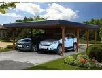 Carport Wendland 630x879 schwarze Blende, nussbaum, mit Abstellraum,...