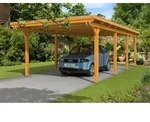 Carport Emsland 404x846cm, eiche hell, 20mm Dachschalung mit EPDM Folie...