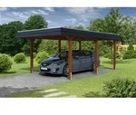 Carport Wendland 362x628 schwarze Blende, nussbaum, 20mm Dachschalung mit EPDM...