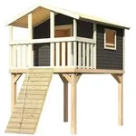 Akubi Stelzenhaus Benjamin mit Holzrampe terragrau
