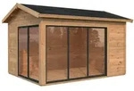 Palmako Gartenhaus Amanda 11,2 m2 Slide Plus - 44 mm hellbraun tauchgrundiert