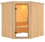 Karibu Sauna Siirin mit Eckeinstieg 68 mm - Ohne Ofen-Ohne Dachkranz-Klarglas