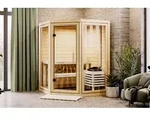 Karibu Sauna Yuma - Massivholzsauna mit Eckeinstieg 38 mm Ohne Dachkranz Ohne...