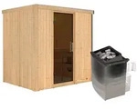 Karibu Sauna Bodin mit Fronteinstieg 68 mm-9 kW Ofen integr. Steuerung-ohne