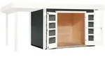 Weka Designhaus 126 A+ inkl. 150 cm Anbau und extra hoher T&uuml;r - 28 mm grau