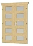 Skan Holz Doppelt&uuml;r vollverglast f&uuml;r 28 mm Blockbohlenh&auml;user Milchglas (C)