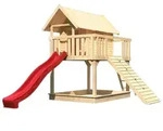 Akubi Stelzenhaus Fidel mit Satteldach inkl. Wellenrutsche und Holzrampe