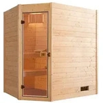 Weka Sauna Valida Eck 1 mit Glast&uuml;r/Fenster- Massivholzsauna 38 mm-Ganzglast&uuml;r