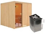 Karibu Woodfeeling Sauna Oulu - 68 mm Aktionssauna Bronzierte Ganzglast&uuml;r Ohne