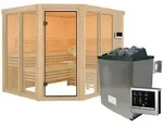 Karibu Sauna Ainur 3 Superior mit Eckeinstieg 68 mm Ohne Dachkranz 9 kW Ofen...