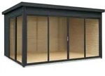 Wolff Finnhaus Gartenhaus Studio 44-D mit Alu-Eckverkleidung/Schiebet&uuml;r ...