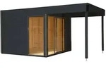 Wolff Finnhaus Gartenhaus Studio 44-B mit Alu-Eckverkleidung/Schiebet&uuml;r und...