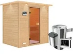 Karibu Woodfeeling Sauna Selena - 38 mm Bronzierte Ganzglast&uuml;r Inkl. Dachkranz...