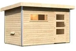 Karibu Gartensauna Pultdach Saunahaus Skrollan 1 mit Vorraum-Ohne Ofen-Moderne
