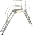 Alu-Leitern&uuml;berstieg, Gesamtbelastung 200 kg, 9 Stufen, Plattform 1200 x 530 mm
