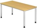 Schreibtisch, HxT 685 - 810 x 800 mm, 4 Rundrohrbeine, Breite 1600 mm, alusilber /