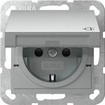 Gira 441426, Gira Schutzkontakt-Steckdose System 55, 16A 250V, mit Klappdeckel, Alu,