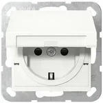 Gira Schutzkontakt-Steckdose System 55, 16A 250V, mit Klappdeckel, Reinwei&szlig;, 475403