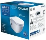 Duravit Starck 3 WC-Set wandh. Wand-WC, WC-Sitz, Wei&szlig; Hochglanz, Sp&uuml;lrand