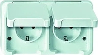 Merten MEG2320-8019, Merten Schutzkontakt-Doppel-Steckdose Aquastar, 16A 250V IP44,