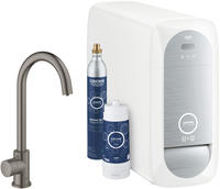 Grohe Blue Home Mono Starterset, C-Auslauf, 1-Loch-Montage, Hard Graphite geb&uuml;rstet,