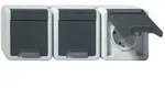 Gira Dreifachsteckdose 478930, waagerecht, 16A 250V, mit Klappdeckel, Grau 478930