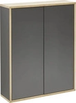 FACKELMANN FINN Doppel H&auml;ngeschrank 60 cm breit, Anthrazit/Braun hell