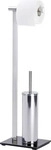 WENKO LAVA Toilettenpapierhalter, Chrom/Schwarz, mit WC-Garnitur, stehend