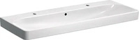 GEBERIT SMYLE SQUARE Doppel-Waschbecken Keramik 120 cm breit, Wei&szlig;, zwei Hahnl&ouml;cher