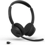 Jabra Evolve3 45 Stereo UC Schwarz Kabelloses Bluetooth-Headset, USB-C Dongle, ANC,