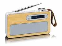 Lenco PDR-040 Bamboo Tragbares DAB+ FM-Radio mit BT, Weiß