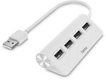 Hama 00200120 USB-Hub, 4 Ports, USB 2.0, 480 Mbit/s, wei&szlig;
