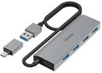 Hama 00200138 USB-Hub, 4 Ports, USB 3.2 Gen1, 5 Gbit/s, Ultra Slim, inkl.