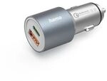 Hama 00201639 Auto-Schnellladeger&auml;t, 1x USB-C PD, 1x USB-A QC, 38 W, Metall