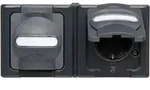 Kopp 131215003 Blue Elec. 2-fach Schutzkontakt-Steckdose waag. Aufputz IP44