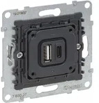 Legrand 765027 SEANO Einsatz 2-fach USB-Ladesteckdose, 1x-Typ A und 1x Typ-C